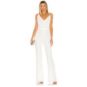 Misha Moyra Cowl Neck Jumpsuit Womens 2 White Boho Chic Summer Vacation Event